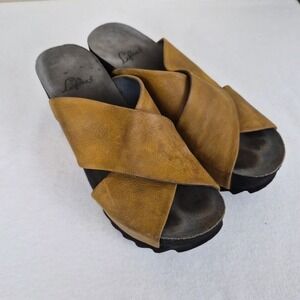 Italian Leather Lofina Chunky Platform Sandals Size 10 EU 41 Boho Grunge